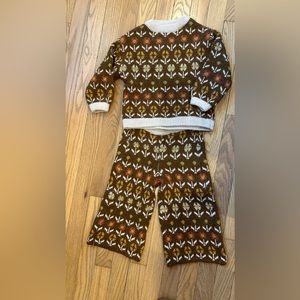 ZARA 2-3 YEARS (38,6 INCHES) FLORAL KNIT PANTS &  JACQUARD KNIT SWEATER